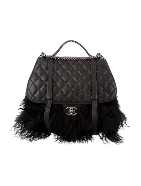 chanel fur bag flap